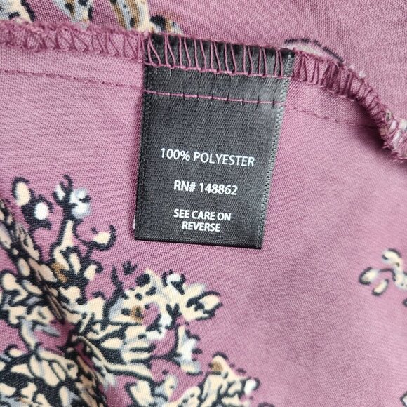 Torrid Purple  Floral Tie Waist Short Sleeve Top Blouse 5X V Neck Babydoll - Picture 6 of 7